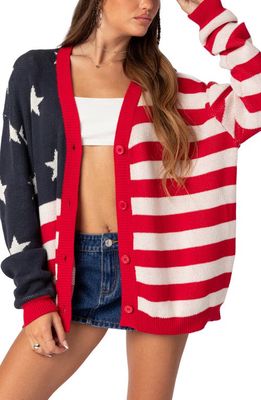 EDIKTED Patriot Oversize Cardigan in Mix