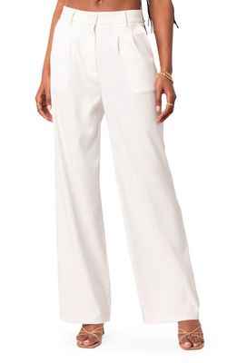 EDIKTED Pleated High Waist Wide Leg Pants in White
