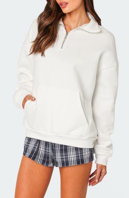 EDIKTED Quarter Zip Sweatshirt in White