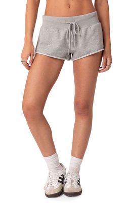 EDIKTED Raw Edge Terry Shorts in Gray