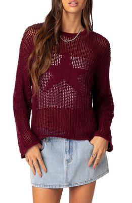 EDIKTED Seeing Stars Oversize Sweater in Burgundy