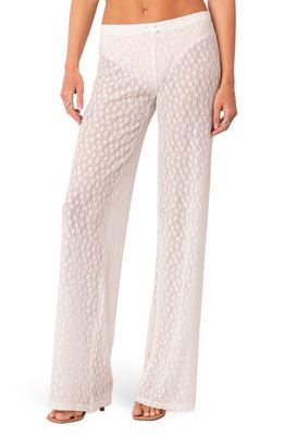 EDIKTED Starstruck Low Rise Sheer Lace Pants in White