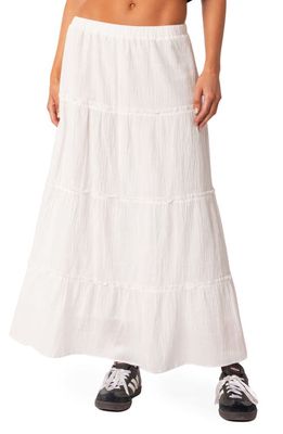 EDIKTED Tiered Cotton Skirt in White