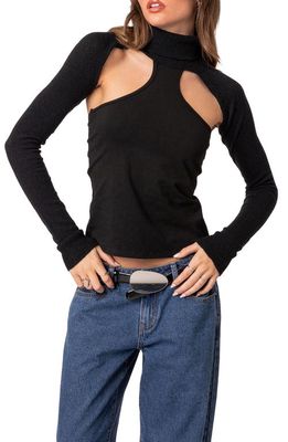 EDIKTED Turtleneck Shrug Sweater in Black