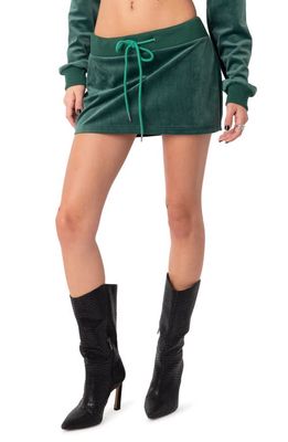 EDIKTED Viola Velour Miniskirt in Green