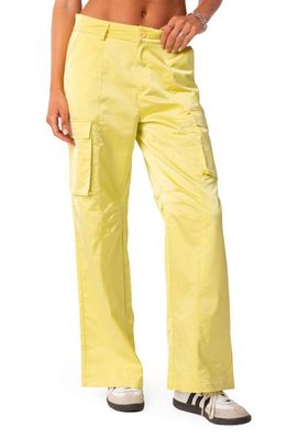 EDIKTED Xianna Nylon Cargo Pants in Yellow