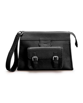 Edith Leather Wristlet Pouch Bag