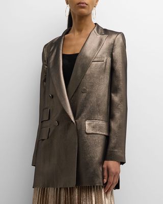 Edro Metallic Silk Blazer Jacket