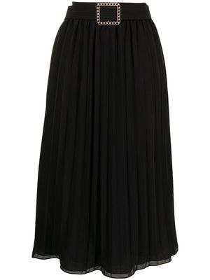 Edward Achour Paris belted pleated midi skirt - Black