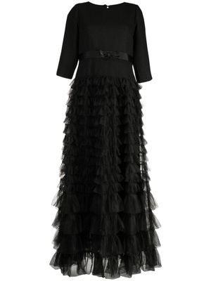Edward Achour Paris bow-detail tiered maxi dress - Black