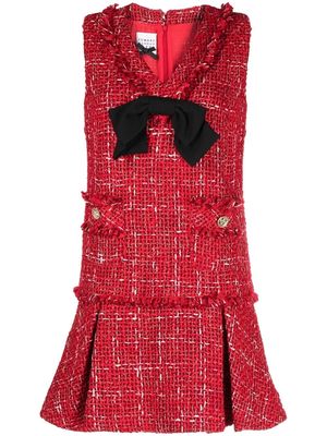 Edward Achour Paris bow-detail tweed mini dress - Red