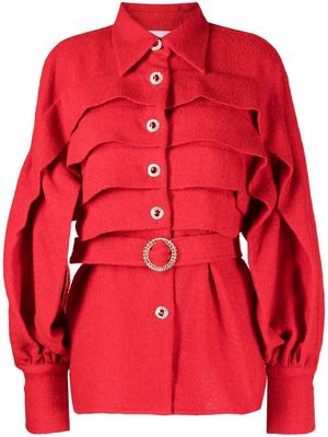 Edward Achour Paris button-down belted shirt jacket - Red