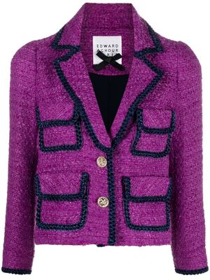 Edward Achour Paris button-up tweed jacket - Purple