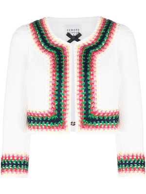 Edward Achour Paris contrast-trim cropped tweed jacket - White