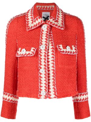 Edward Achour Paris contrast-trim tweed jacket - Red