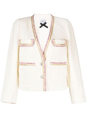 Edward Achour Paris embellished-button tweed jacket - White