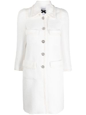 Edward Achour Paris embellished-buttons tweed coat - White