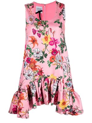 Edward Achour Paris floral-print ruffle-hem dress - Pink