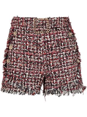 Edward Achour Paris rough-cut tweed shorts - Red