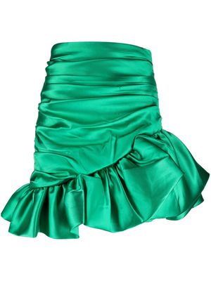 Edward Achour Paris ruffled satin miniskirt - Green
