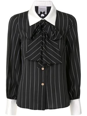 Edward Achour Paris stripe pussy-bow blouse - Black