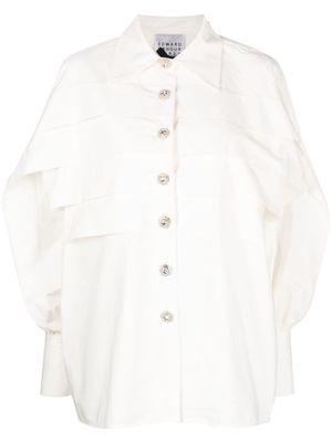 Edward Achour Paris tiered cotton shirt jacket - White
