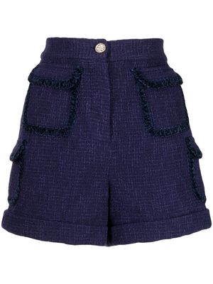 Edward Achour Paris tweed pocketed shorts - Blue