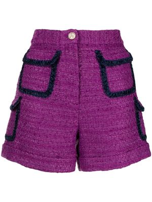 Edward Achour Paris tweed pocketed shorts - Purple