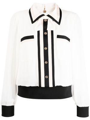 Edward Achour Paris two-tone design shirt blouse - White