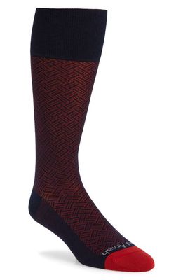 EDWARD ARMAH Basket Weave Graduated Compression Dress Socks in Navy 