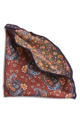 EDWARD ARMAH Floral & Paisley Reversible Silk Pocket Circle in Sienna