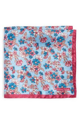 EDWARD ARMAH Floral Silk Pocket Square in Light Blue