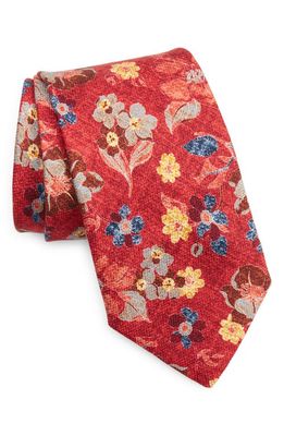 EDWARD ARMAH Floral Silk Tie in Crimson