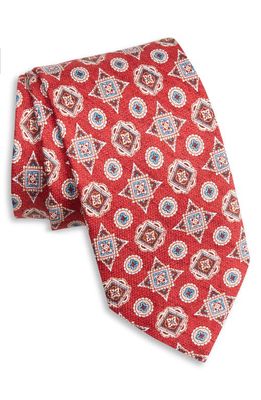 EDWARD ARMAH Mixed Medallion Silk Tie in Crimson