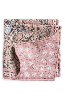 EDWARD ARMAH Paisley & Floral Silk Pocket Square in Pink