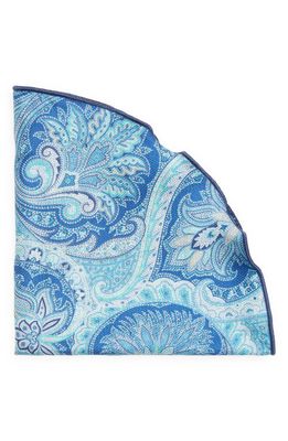 EDWARD ARMAH Paisley Print Reversible Silk Pocket Circle in Blue