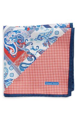 EDWARD ARMAH Patchwork Silk Pocket Square in Red