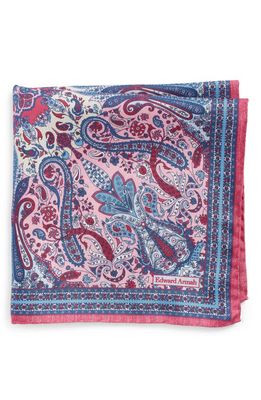 EDWARD ARMAH Persian Print Silk Pocket Square in Pink