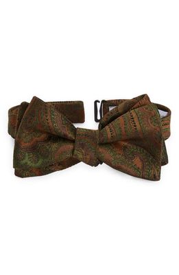 EDWARD ARMAH Reversible Silk Bow Tie in Brown/Green