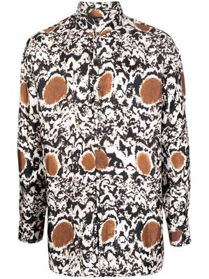 Edward Crutchley abstract-pattern long-sleeve shirt - White