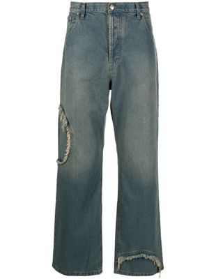 Edward Cuming frayed-detail cotton jeans - Blue