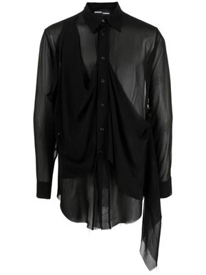 Edward Cuming layered-design spread-collar shirt - Black