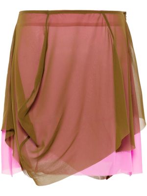 Edward Cuming layered sheer miniskirt - Brown