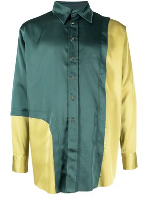 Edward Cuming panelled spread-collar shirt - Green
