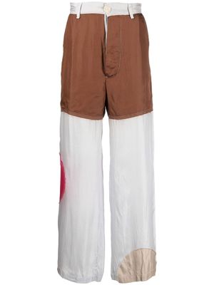 Edward Cuming panelled straight-leg trousers - Brown
