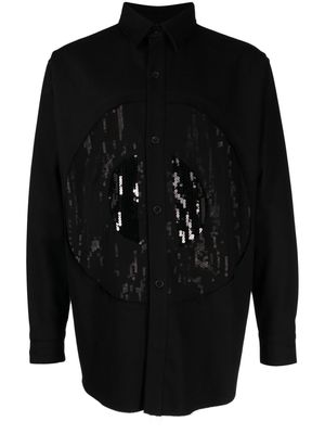 Edward Cuming sequinned spread-collar shirt - Black