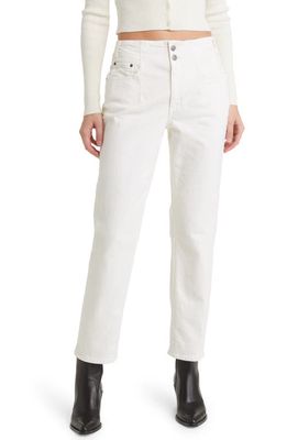 EDWIN Frankie Seamed High Waist Tapered Organic Cotton Jeans in Alabaster