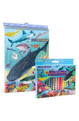 eeBoo Shark Pencils & 60-Page Sketchbook in Multi