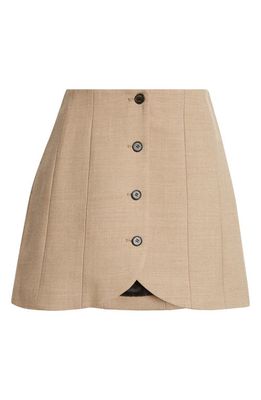 EENK Button Wool Blend Miniskirt in Beige 