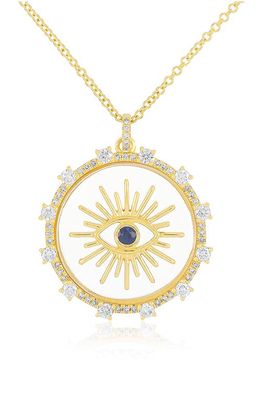 EF Collection 14K Gold Diamond & Sapphire Floating Evil Eye Pendant Necklace in 14K Yellow Gold 